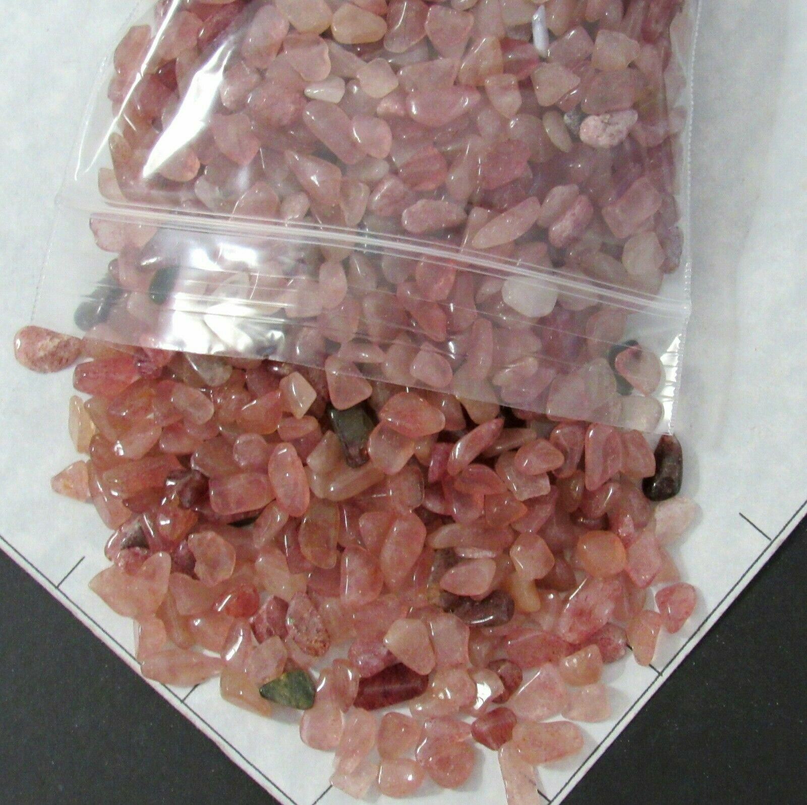 AVENTURINE LIGHT RED, XXS (5-11mm) polished quartz. 1/2 lb bulk