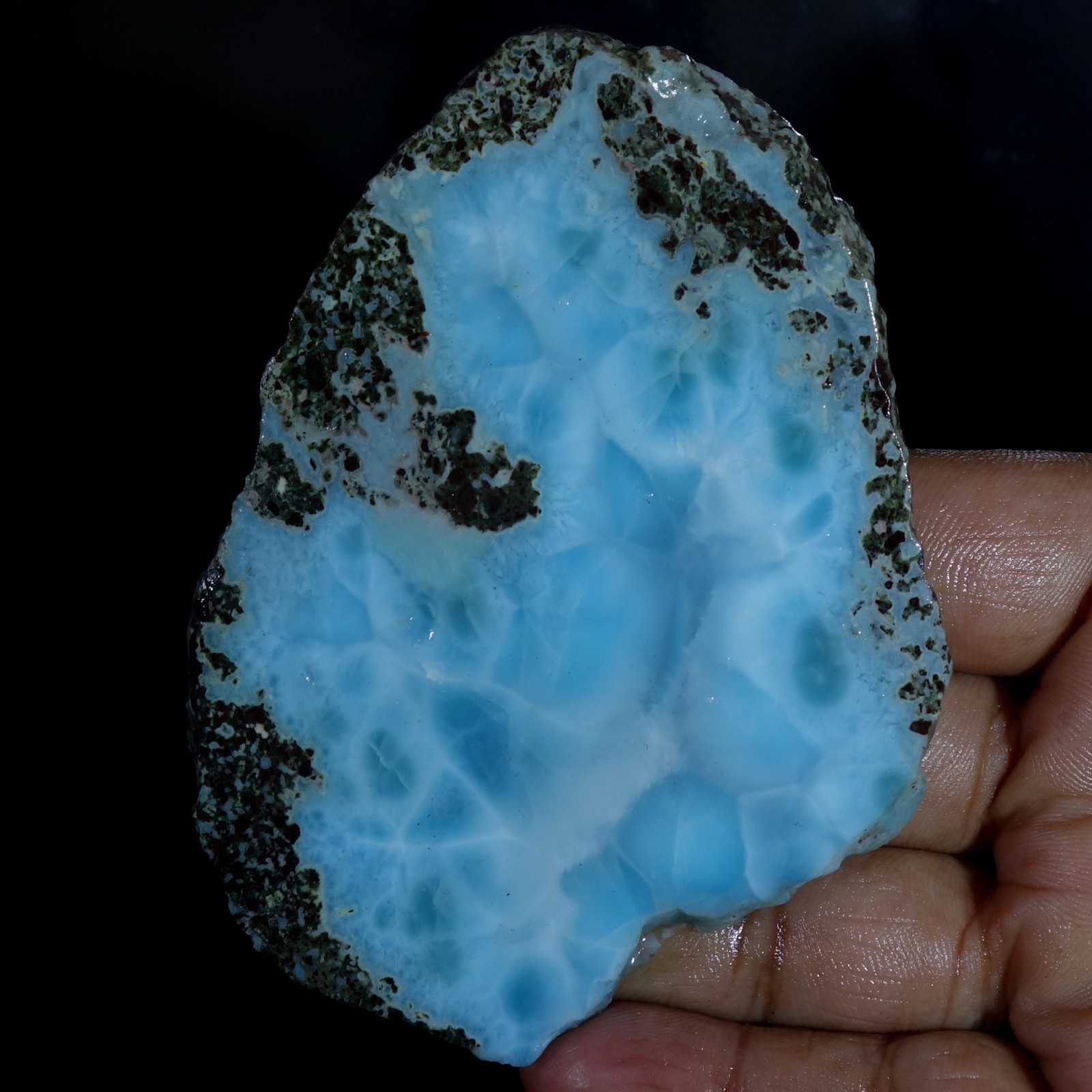 Sky Blue Larimar Slab Rough Dominican Blue Pectolite Cab Cutting Stone 402.90 Ct