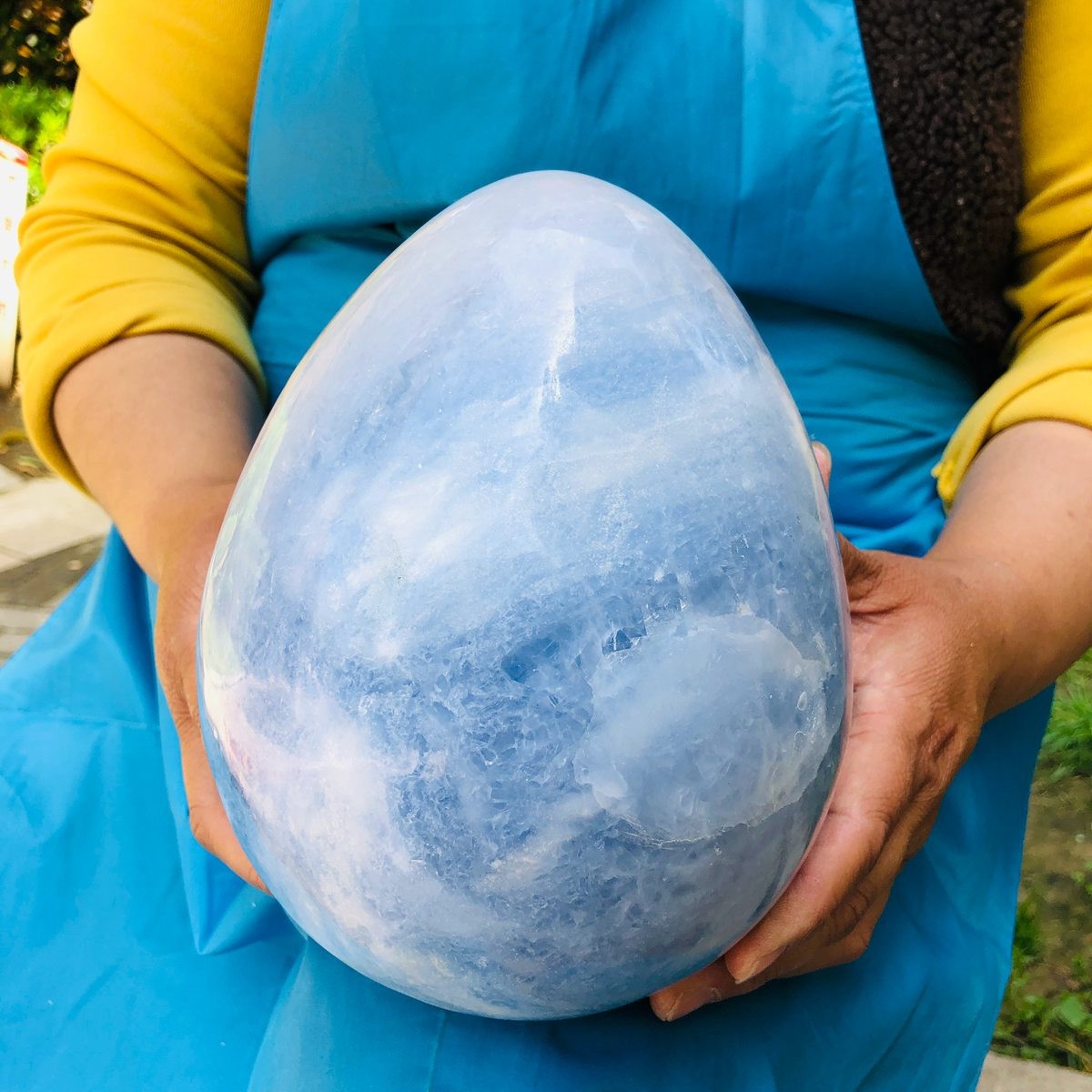 11.5LB Natural blue celestite POLISHED egg shape Quartz Crystal healing decor