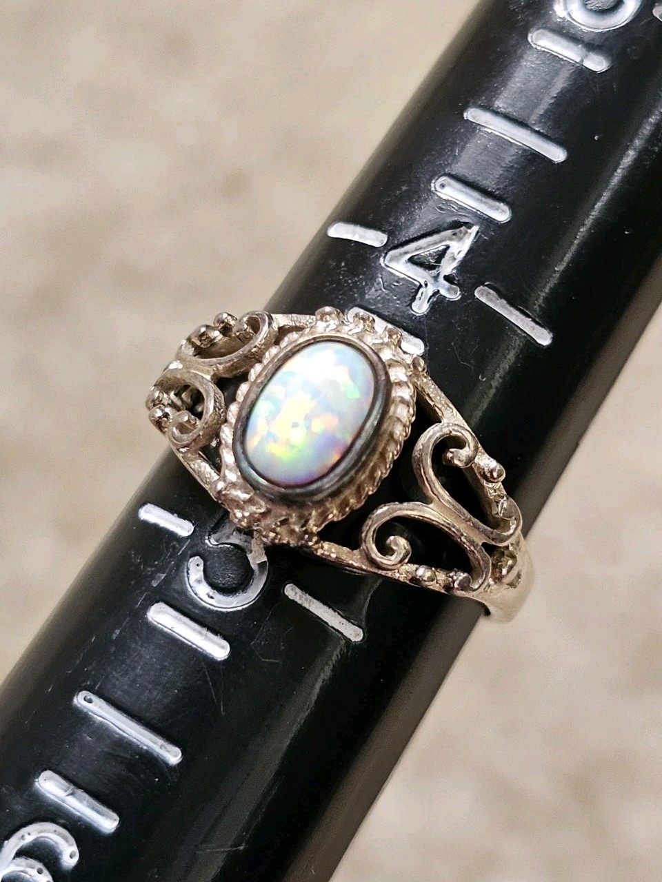 Sterling Silver Lab Created Opal Ring, Size 4.5, Crystals & Stones Mineral