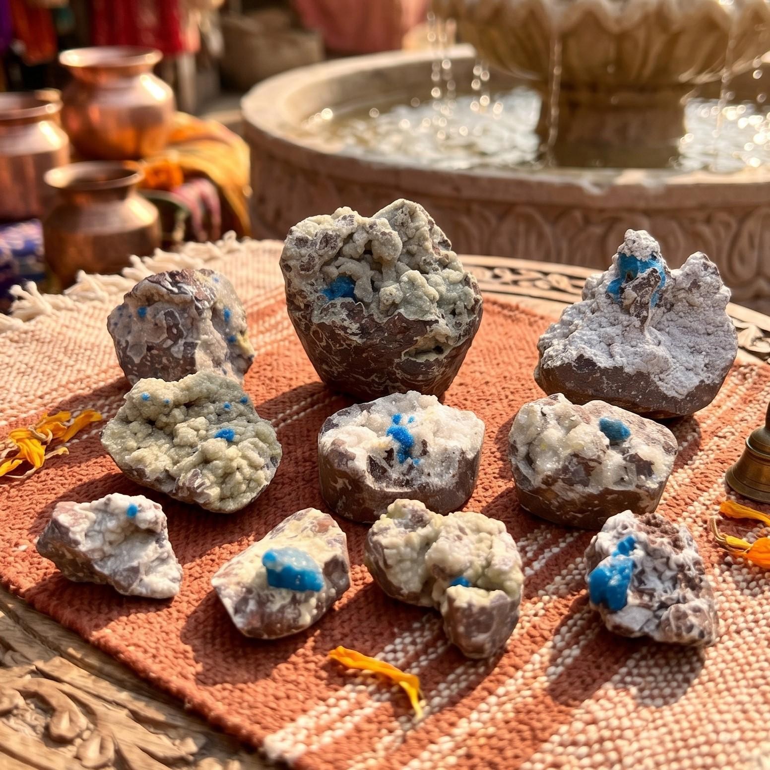 Cavansite Crystal Specimen Vanadium In Rough Matrix Natural India Mineral
