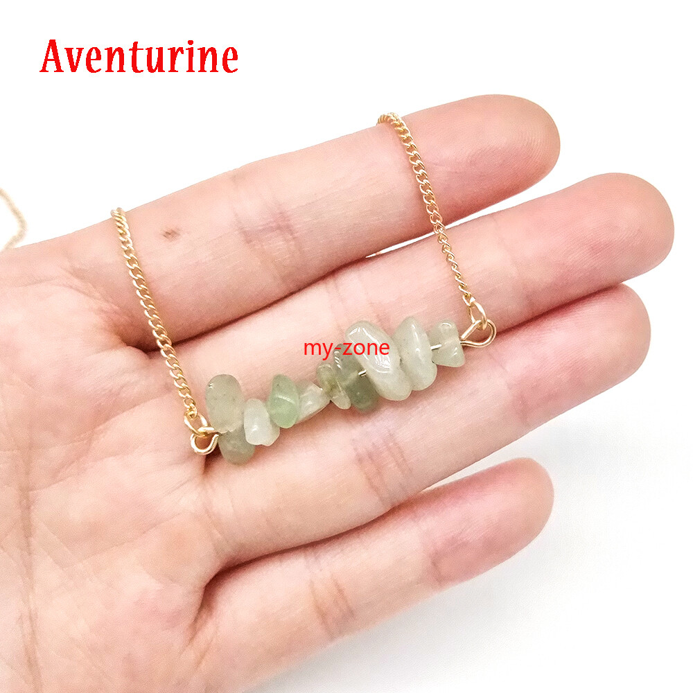 Raw Chakra Crystal Gemstone Necklace Dainty 7 Chakra Healing Crystals Charm