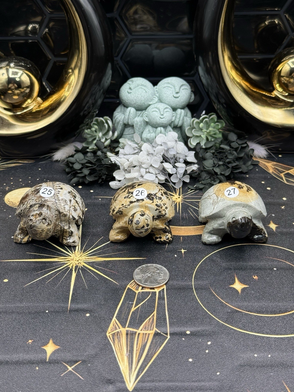 Natural Picture Jasper Land Turtle Tortoise Super Cute Carvings Free ship