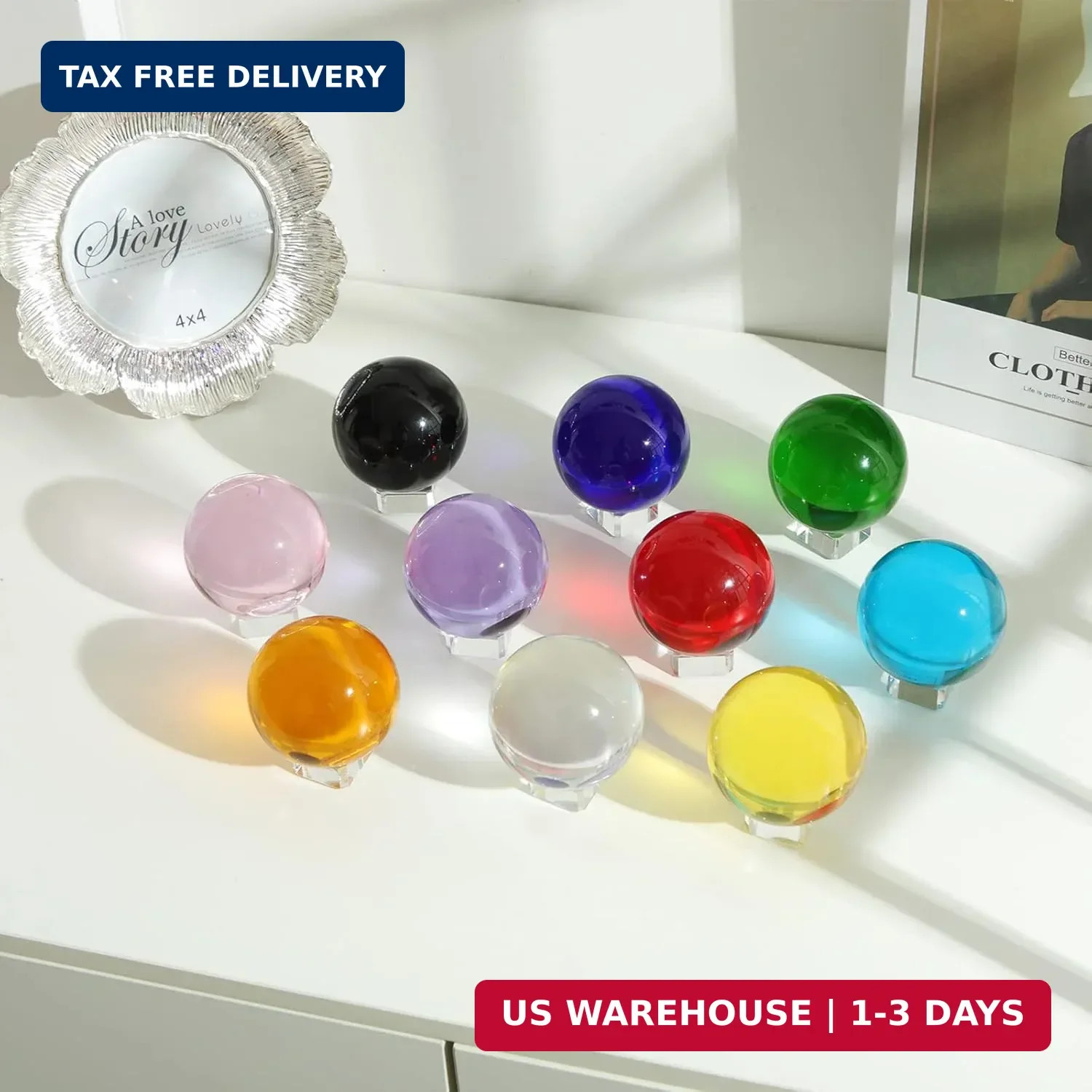 LONGWIN 60mm(2.4 inch) K9 Photography Crystal Glass Ball Sphere with Free Stand
