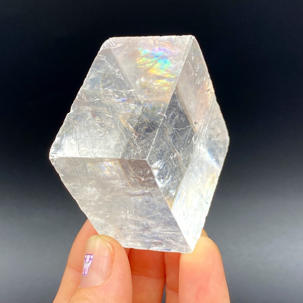 103g Rainbow Natural Clear Calcite-iceland spar cube Mineral Specimen Healing