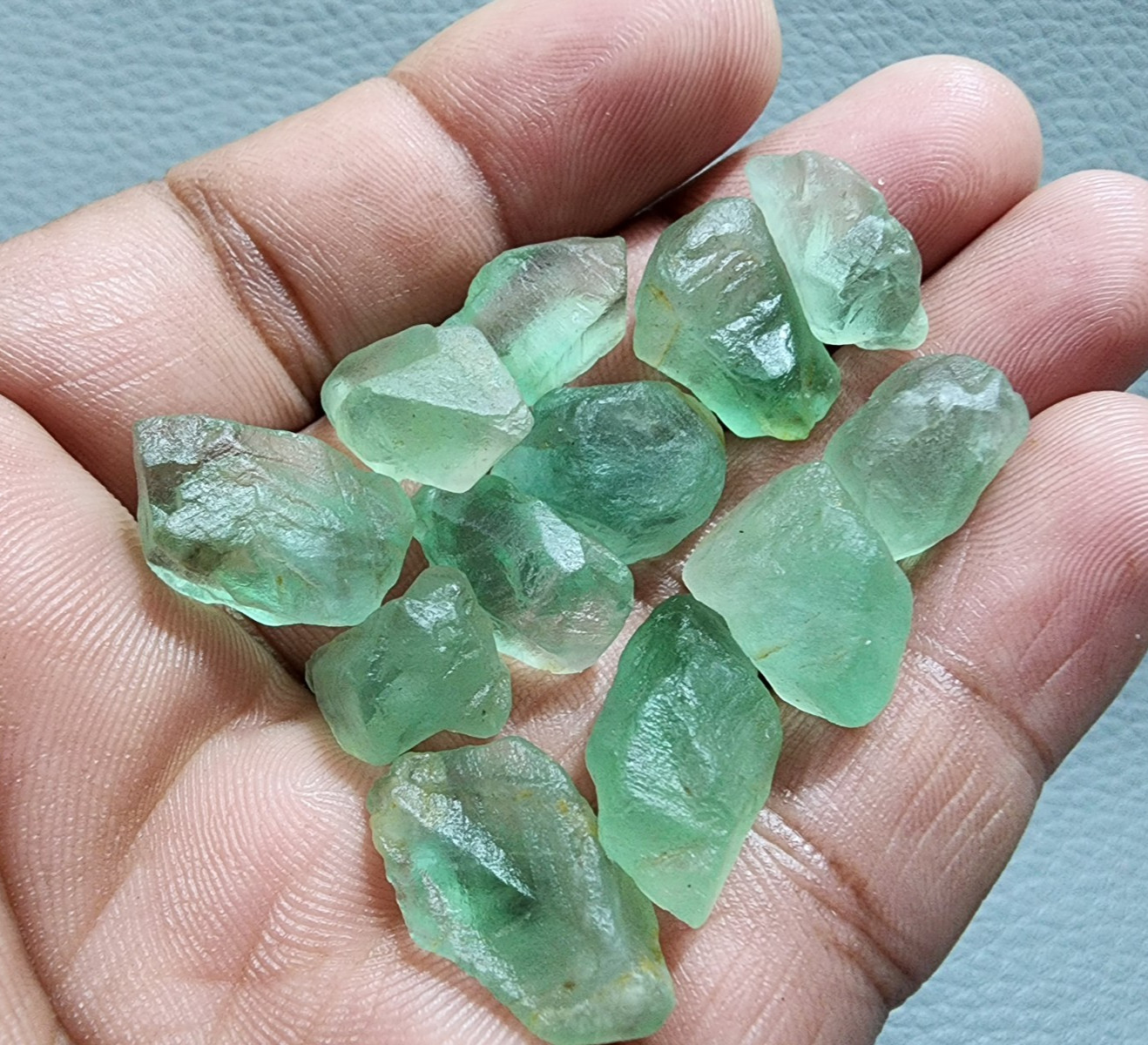 12 Pcs Amazing AA+ Green Fluorite Rough Gemstone Crystal Rough Raw Size 15-22 MM