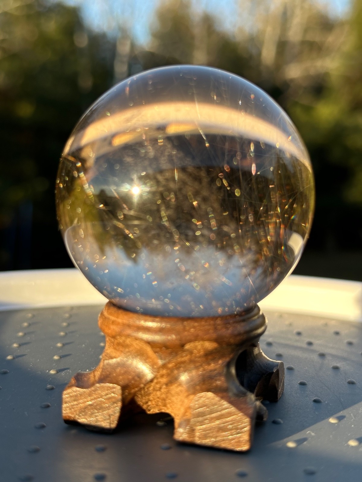 245g natural clear quartz gold rutile sphere polished crystal ball