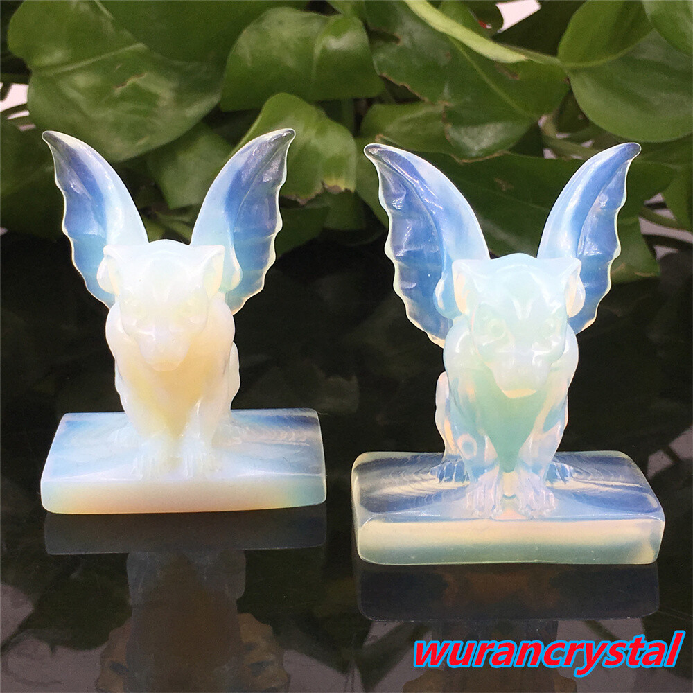 1pc Opalite Quartz Gargoyles Angel Skull point Crystal Carved Skull Healing Gem