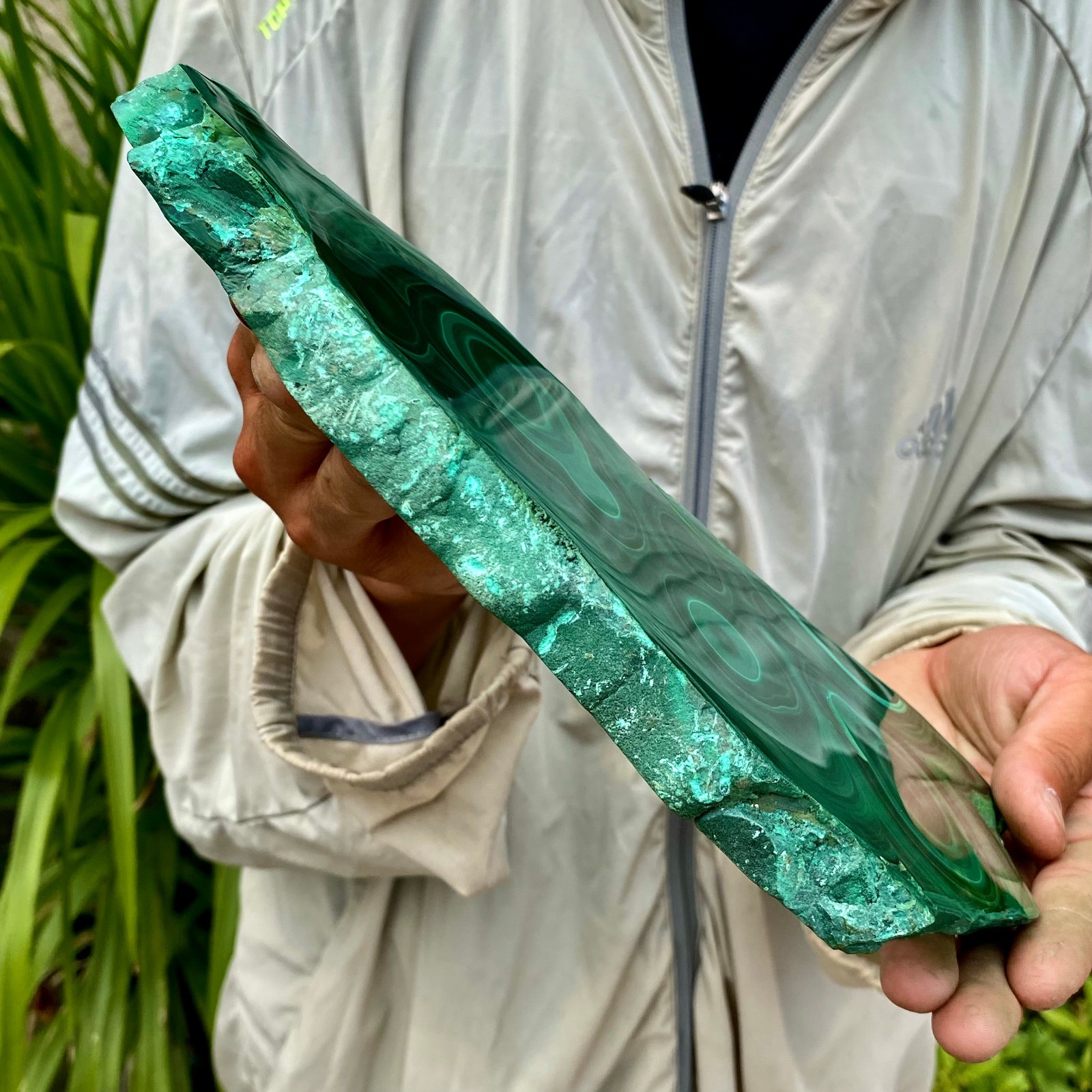 2.6LB Natural malachite slice quartz crystal luster mineral specimen