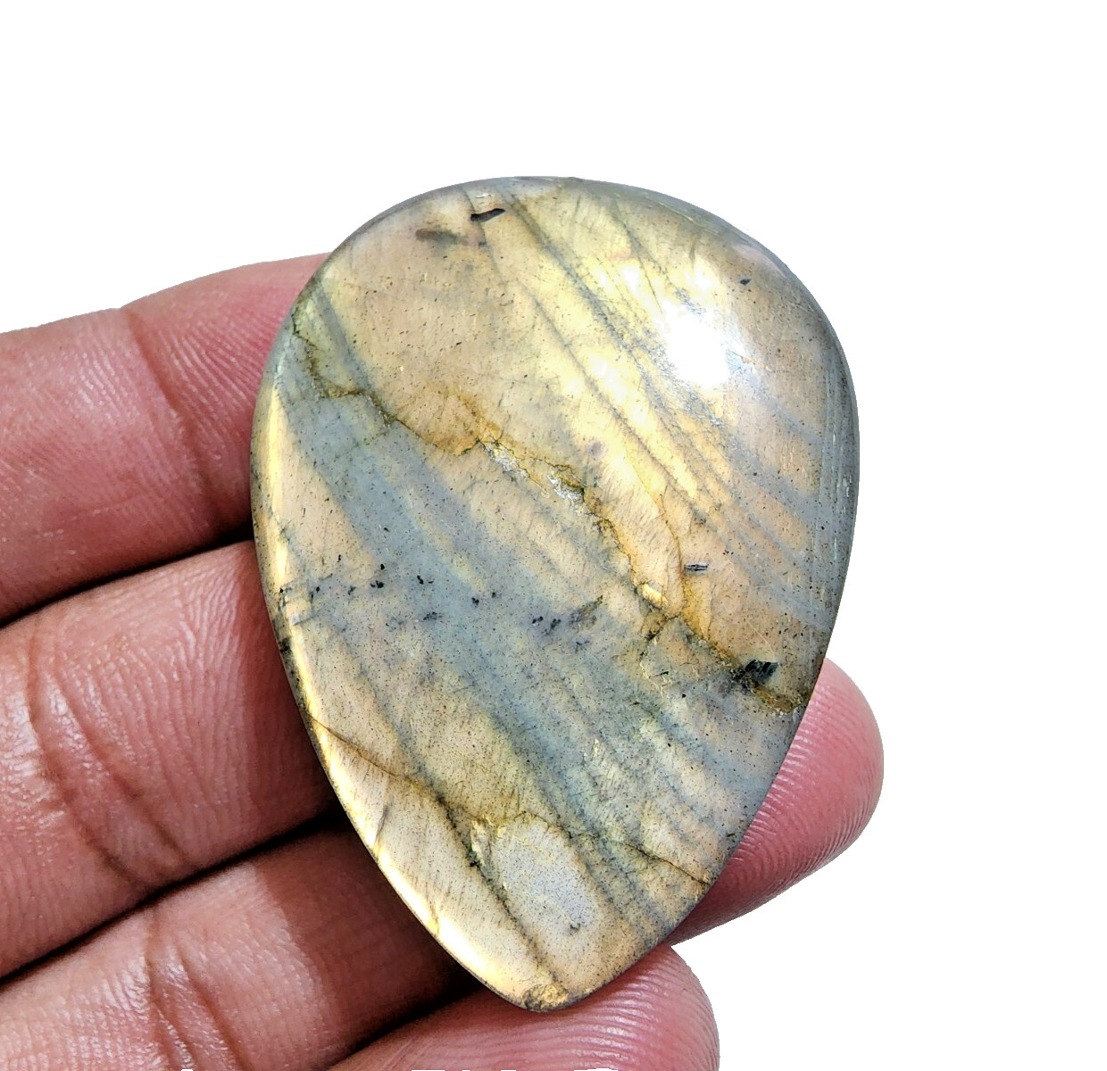 145 Crt Glowing A+ Labradorite Cabochon Pear Shape Gemstone Jewelry For Pendant