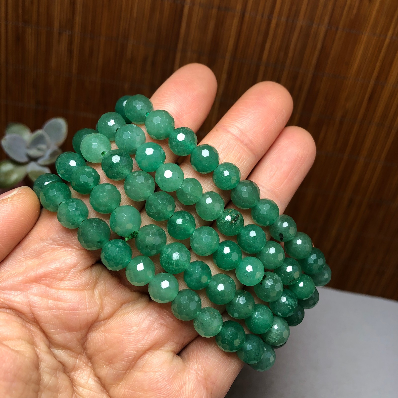 5Pcs Natural Aventurine Quartz bracelets Crystal ball sphere facet 8mm A3426