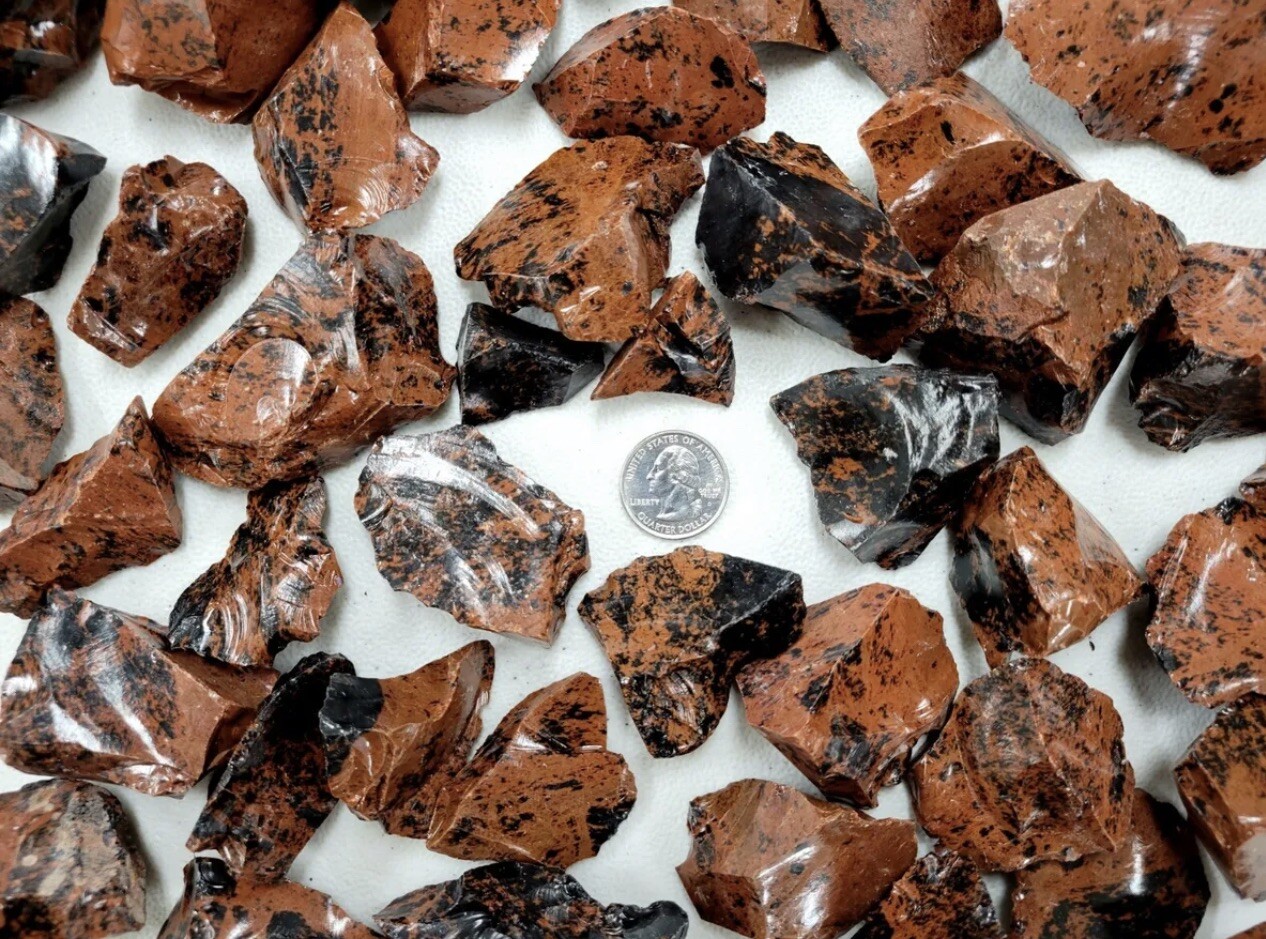 Raw Mahogany Obsidian Crystal Chunks Rough Stones Black Crystals Gemstones 1lb
