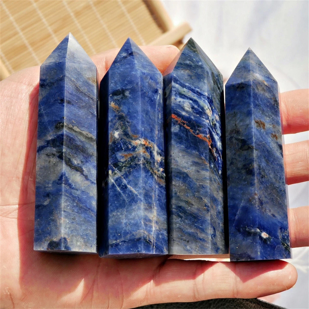 Natural Blue Sodalite Quartz Tower Obelisk Healing Crystal Reiki Home Decor Gift