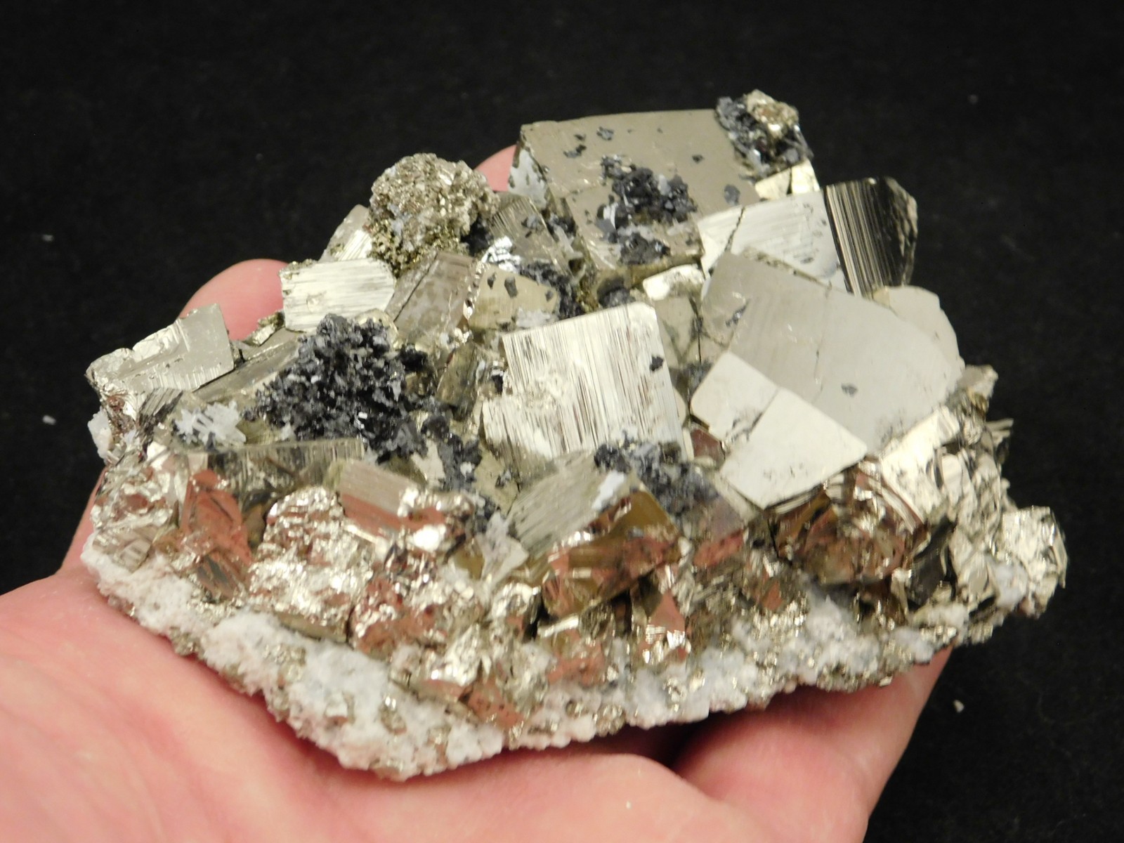 Big! PYRITE Crystal CUBE Cluster with Sphalerite Peru 468gr