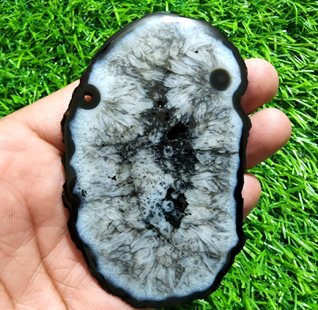 386ct Awesome Slice Agate Druzy, Polished Geode Slab Crystal for Jewelry Making
