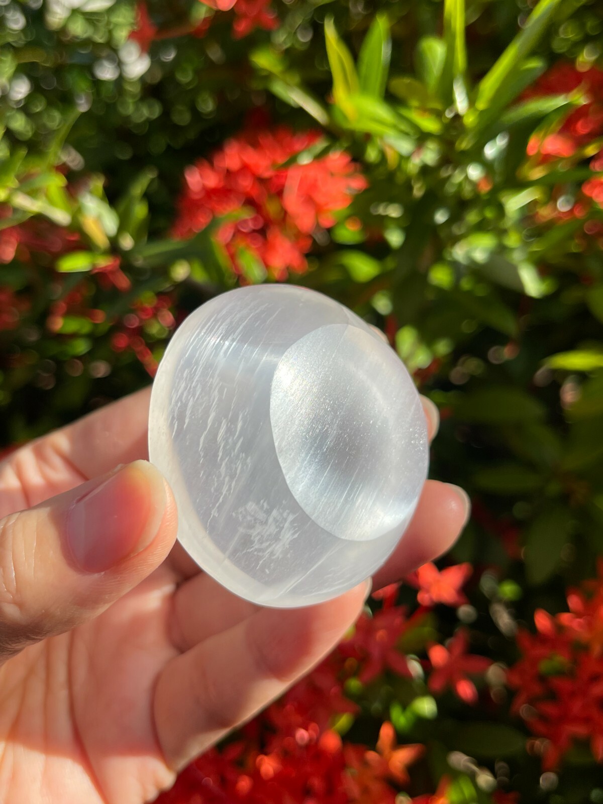 Gemstone Carved – 2″ Diameter SELENITE Crystal Polished Charging Bowl, Mini Bowl