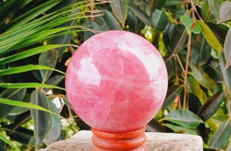 Large 100MM Rose Quartz Sphere Ball Hand Carved Crystal Home Office Decorative