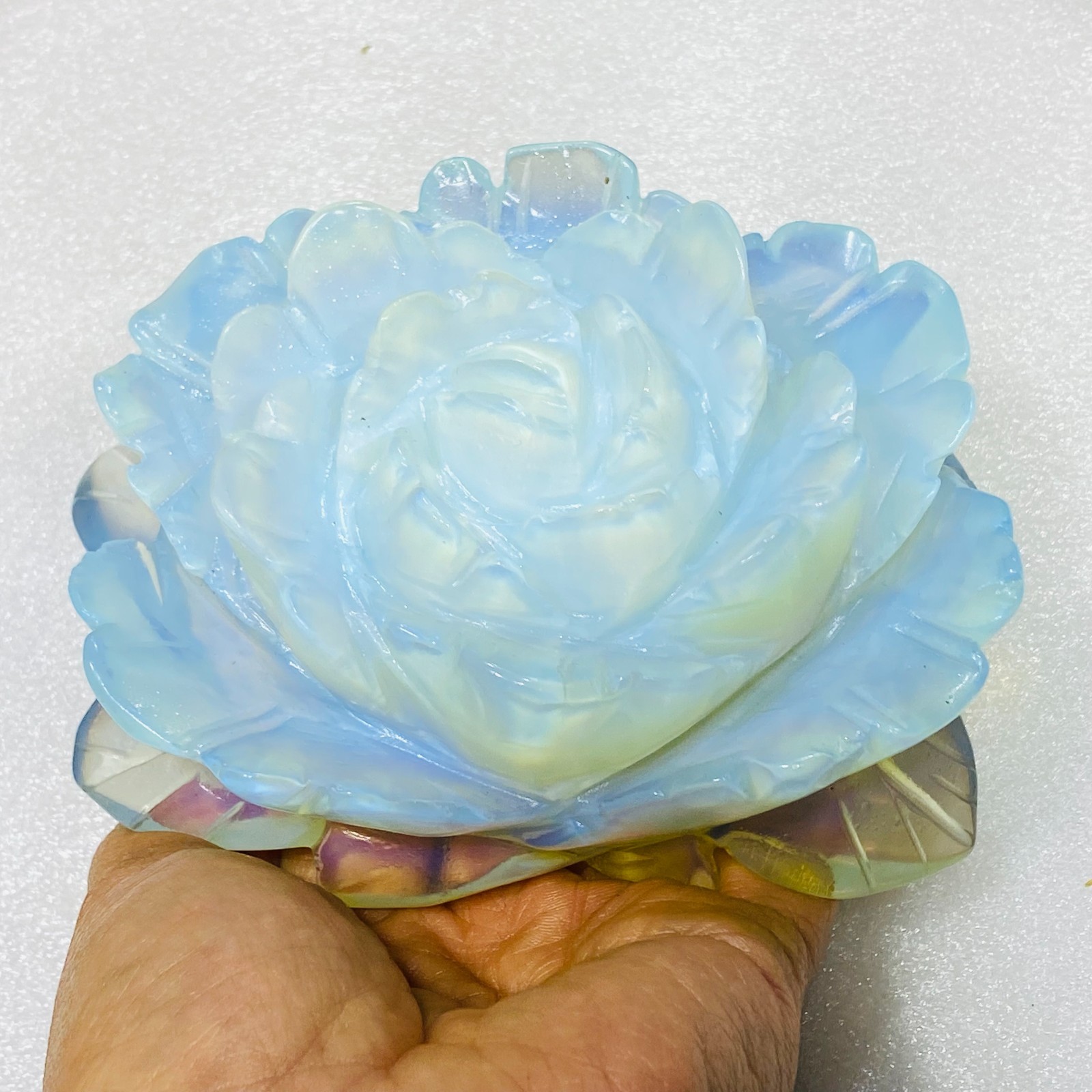 A++ 110mm+ Natural Opal quartz Flower hand Carved crystal healing 1PC