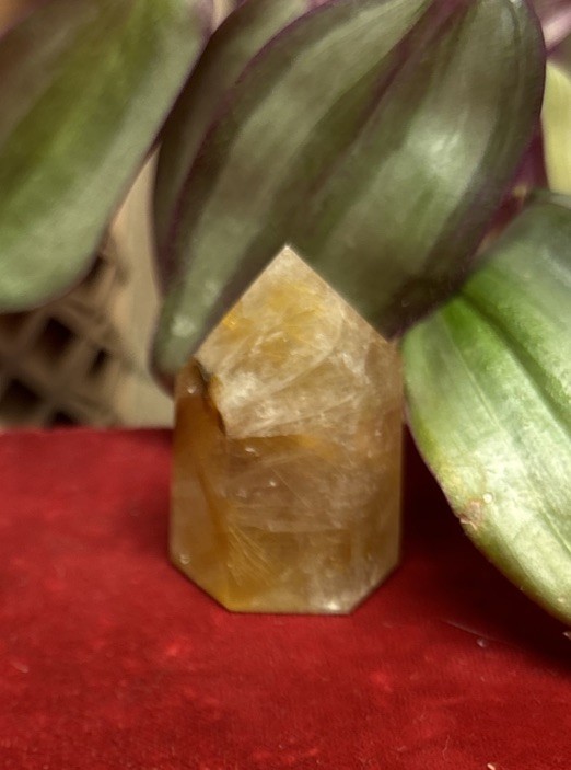Golden Rutile Tower Rutilated Quartz Crystal Gemstone Point 14 Grams