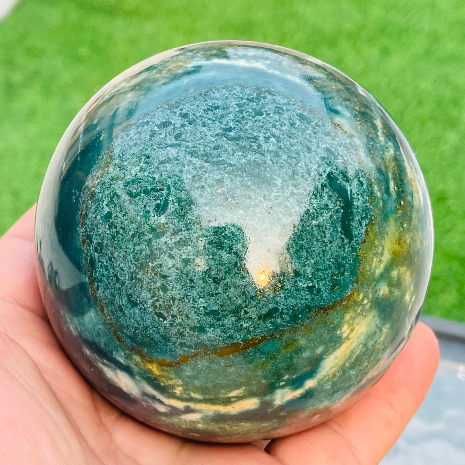 756g Rare Natural Colourful Ocean Jasper Quartz Crystal Sphere Ball Healing