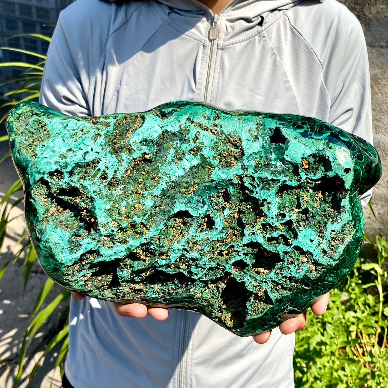 16.97LB Natural glossy Malachite transparent cluster rough mineral sample