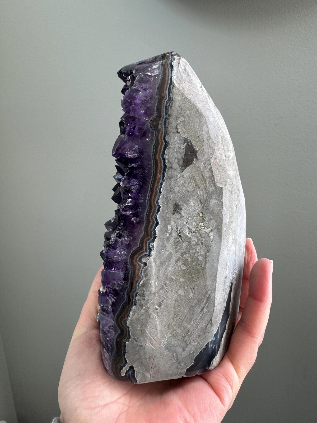 Amethyst Calcite Geode Dark Purple High Quality Crystal Cluster Cut Base 344