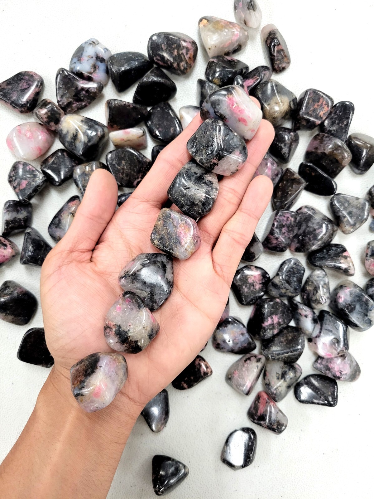 Bulk Tumbled Rhodonite Crystal Stones for Jewelry Making Healing and Crafting
