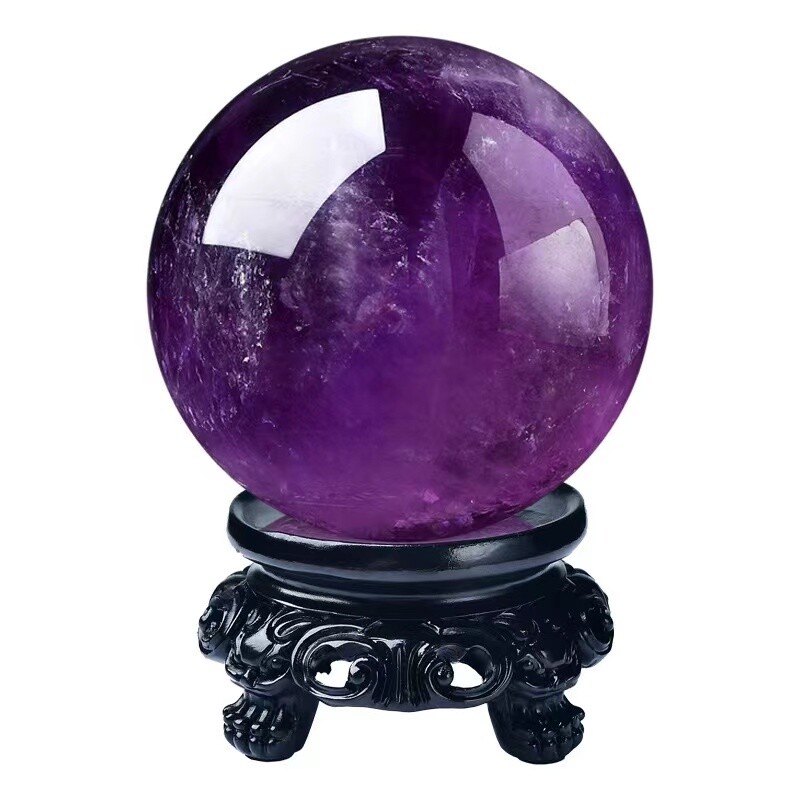 Natural High Quality Amethyst Crystal Quartz Magic Ball Sphere Healing + Stand