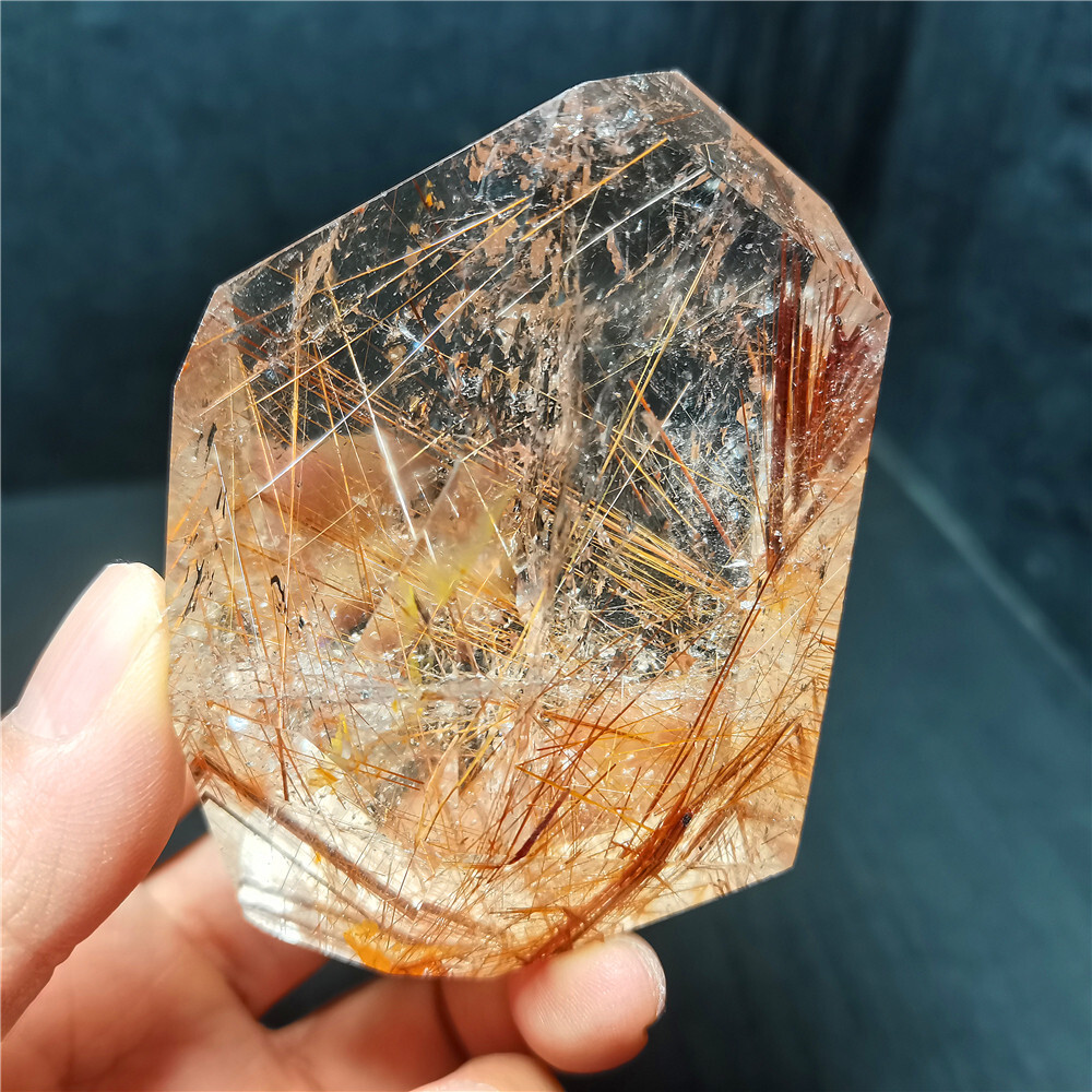 Rare Clear Golden Rutilated Inclusions Stone Gold Needles Stone specimen CY07