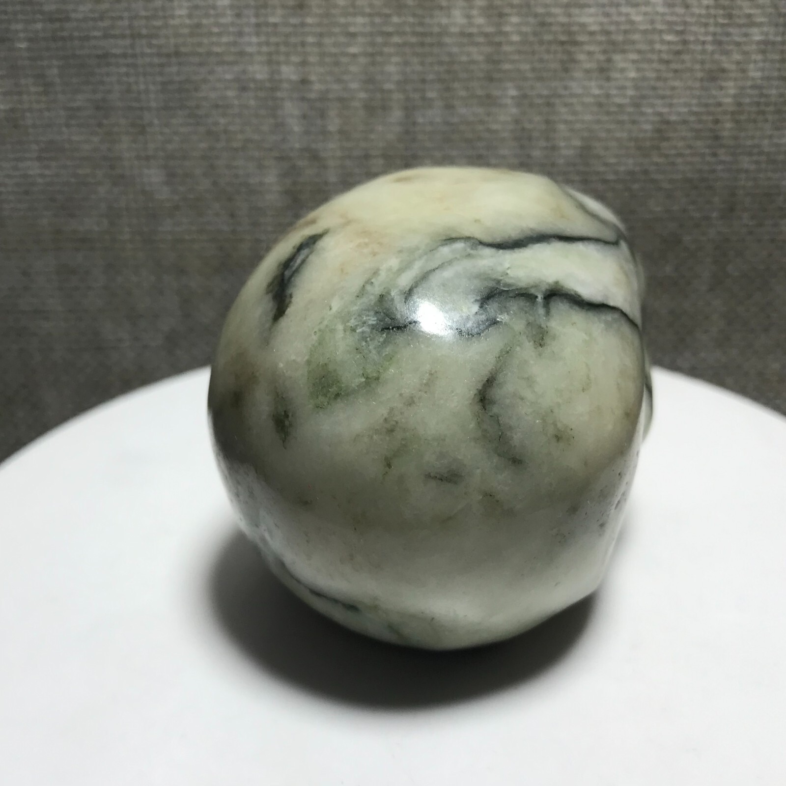 205g Natural Green Network Picasso Jasper Hand Carved Crystal Skull Realistic 10