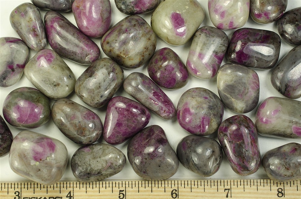 RARE Tumbled Ruby with Anthropolite – 3 Pieces – Crystal Healing, Reiki, Wicca
