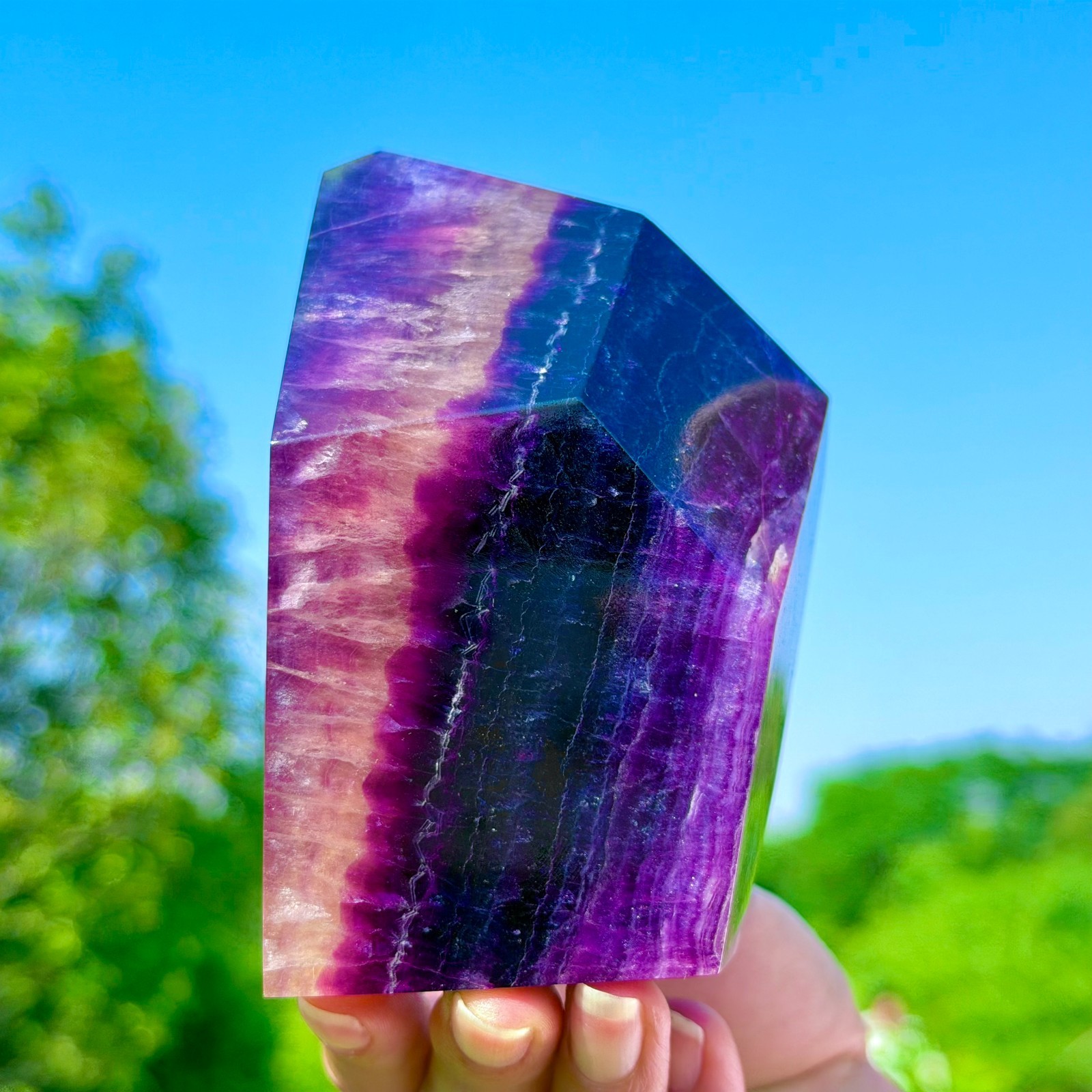 1.92LB Rare Natural Fluorite Quartz Crystal Freeform Mineral Specimen Healing