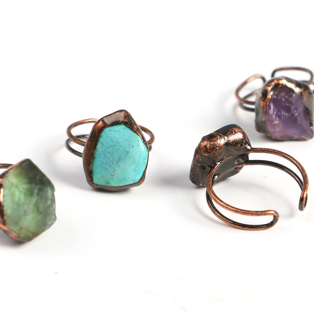 Birthstone 12 Months Birthday Stone Crystal Ring Healing Reiki Gifts Adjustable