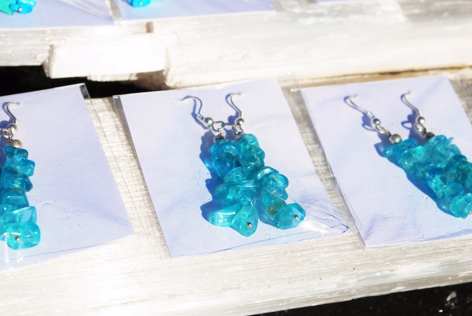 CHARGED Blue Apatite Crystal Chip Earrings REIKI Energy! ZENERGY GEMS™