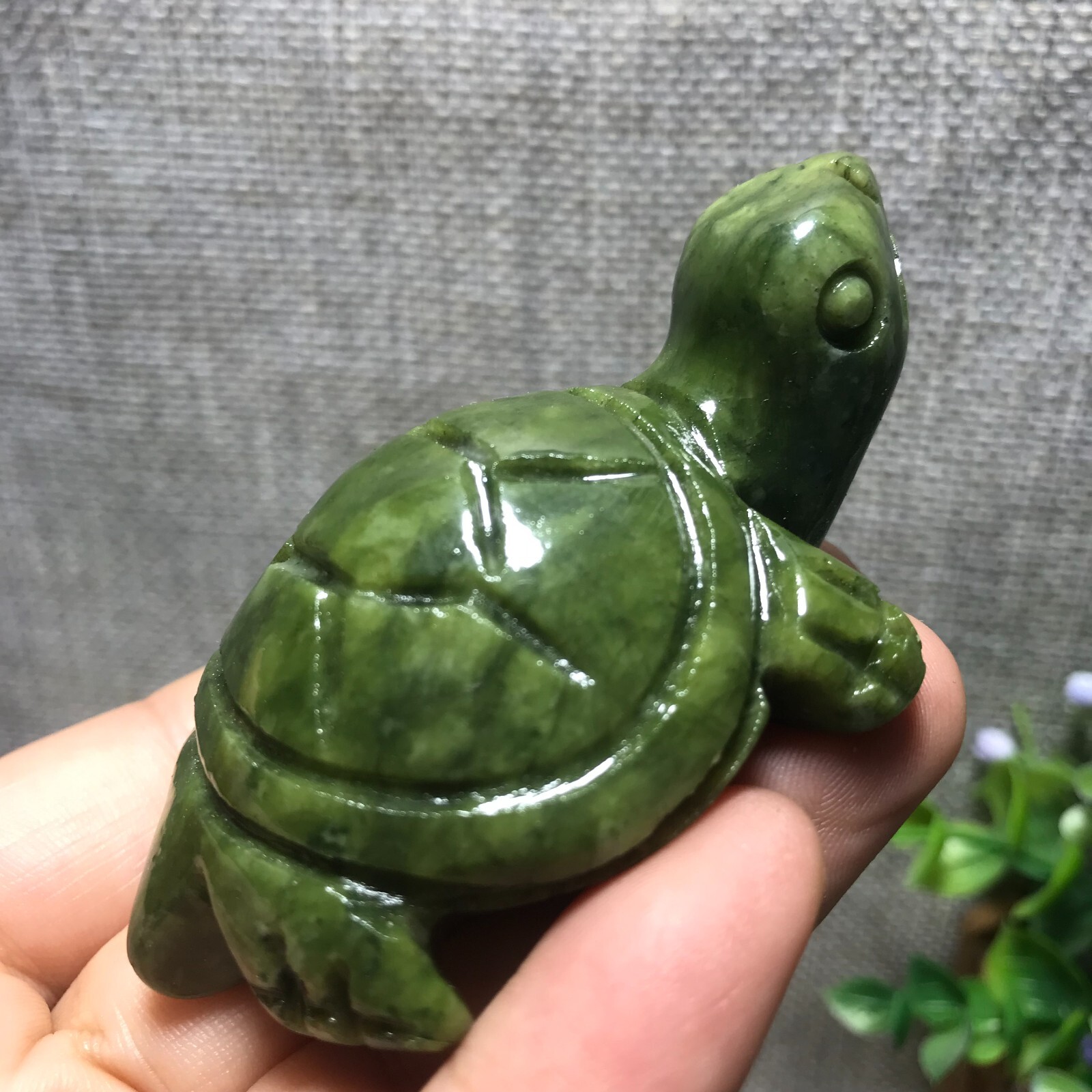 82g Natural Green jade carved Turtle quartz Crystal Tortoise 32