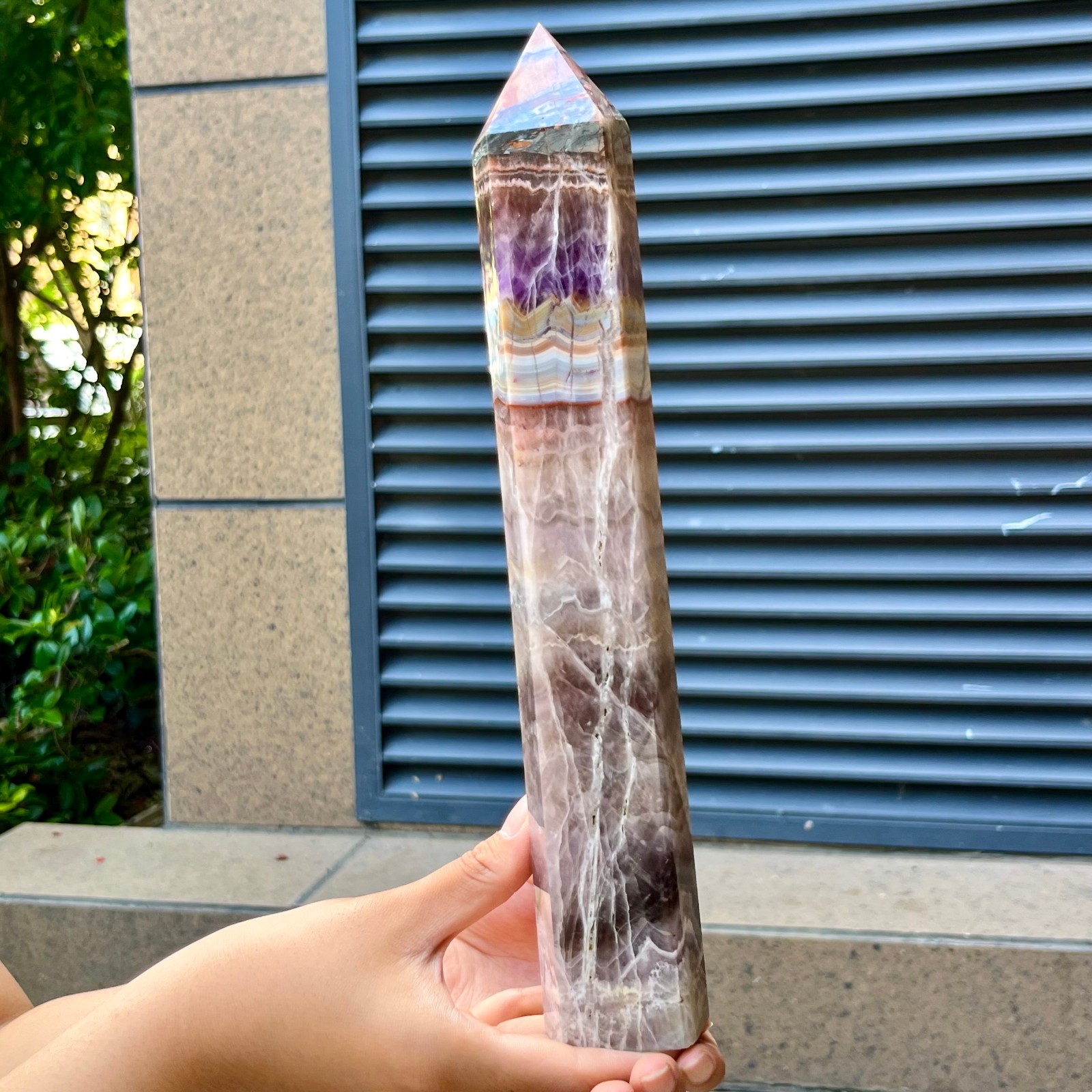 Amethyst Agate Natural Tower Purple Crystal Point Collectible Specimen 2.3 lb