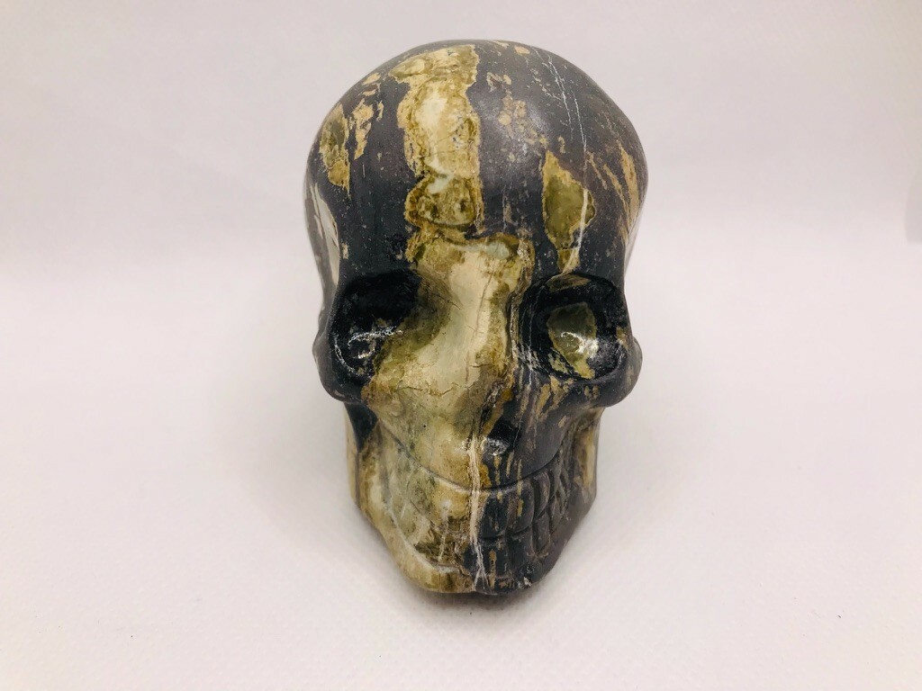 2.7” Natural Pyrite Stone Carved Crystal Skull Carving Statue Crystal Healing