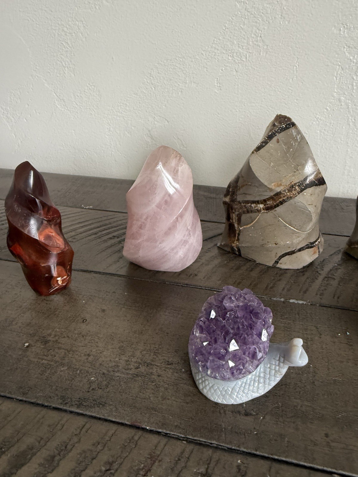 Large Crystal Lot Quartz Point Amethyst Jasper Flames Mixed Stones Display