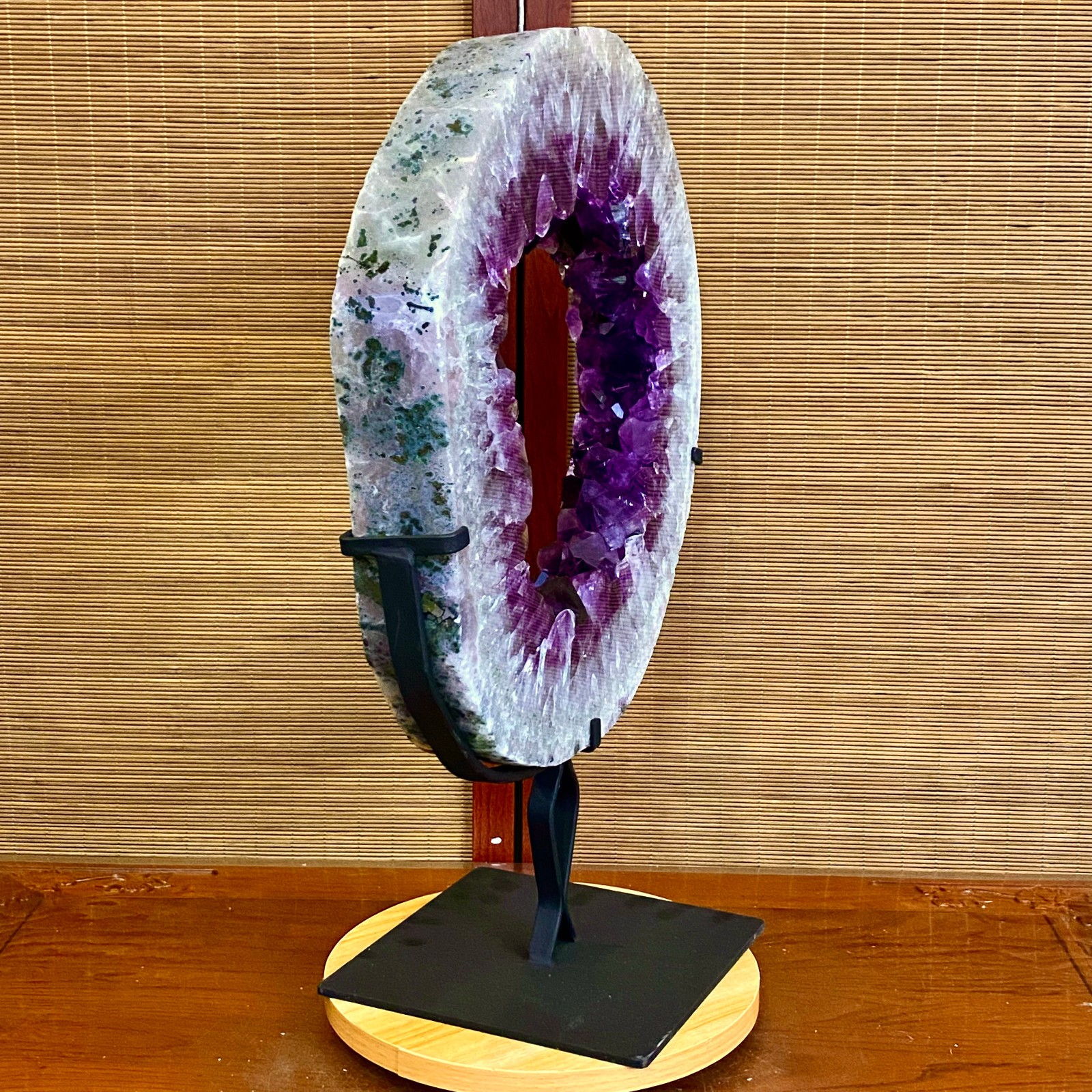 28.4LB Natural Amethyst Cave Crystal Slice Crescent shaped Hand Cut Repai
