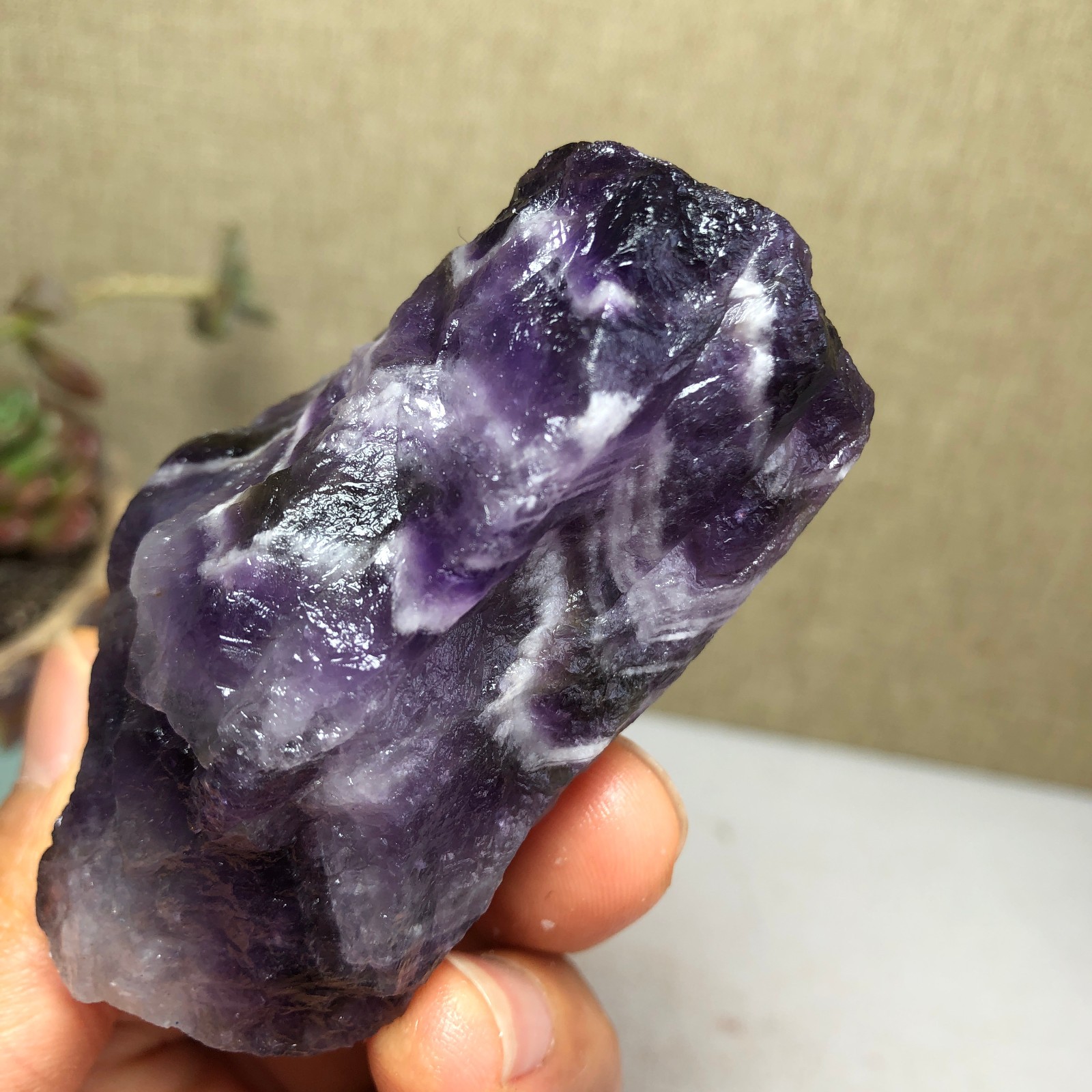 69mm Natural Dream Amethyst gemstone rough Crystal uncut specimens 111g A3815