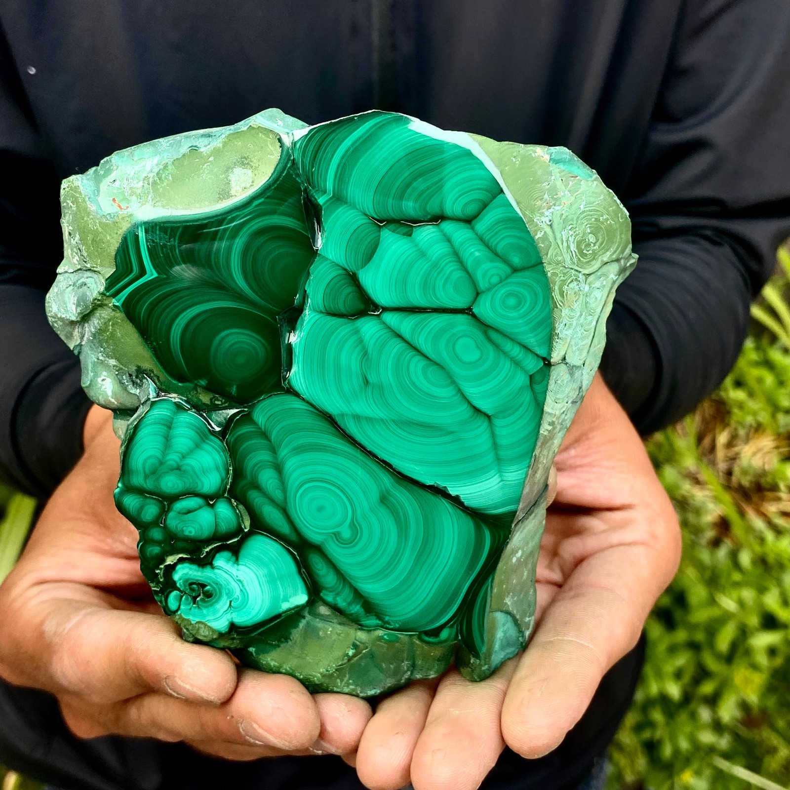 463G Natural malachite slice quartz crystal luster mineral specimen