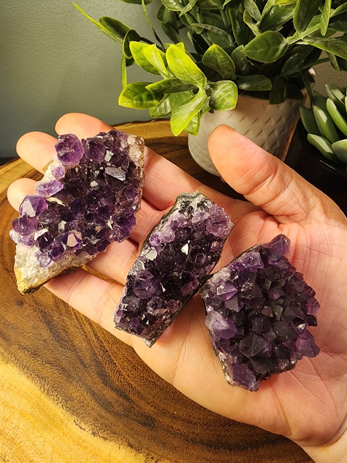 Dark Purple Amethyst Clusters (3 PC)