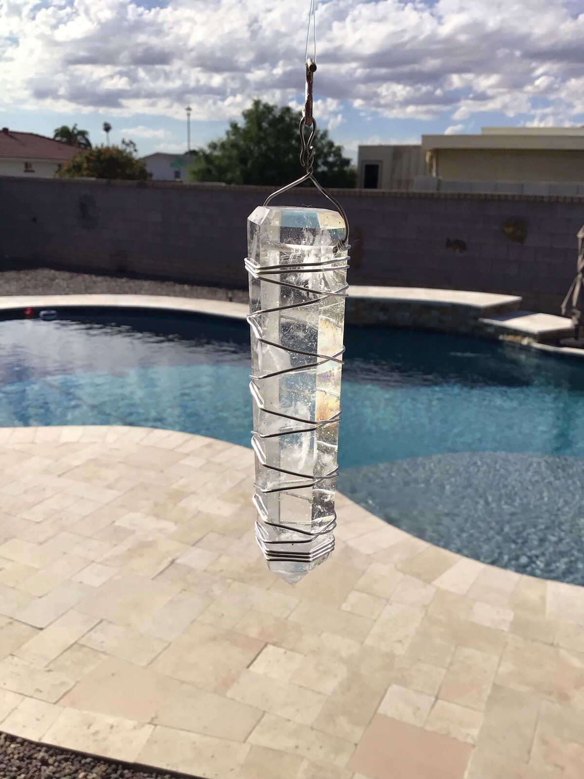 Quartz Crystal Hanging Point Clear Wrapped