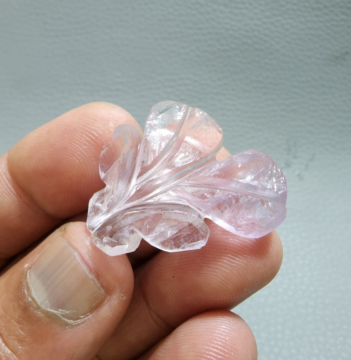 36Ct Excellent Pink Amethyst Flower Shape Carving Stone Jewelry Making Gemstone