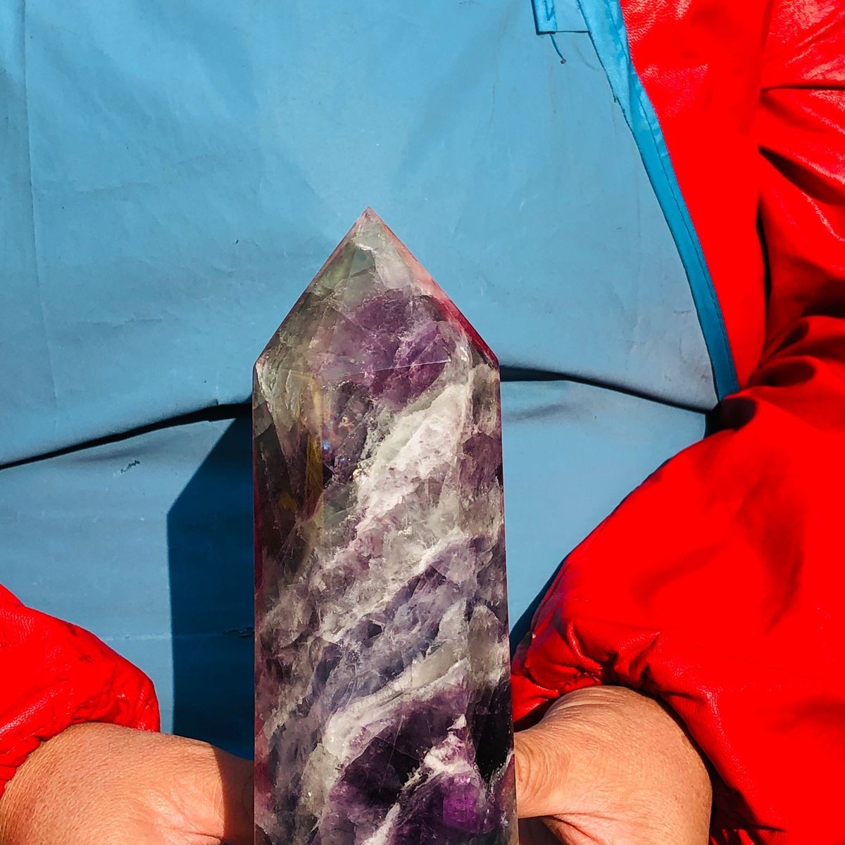 2pcs 5.72LB Natural Colourful Fluorite Obelisk Quartz Crystal Tower Healing