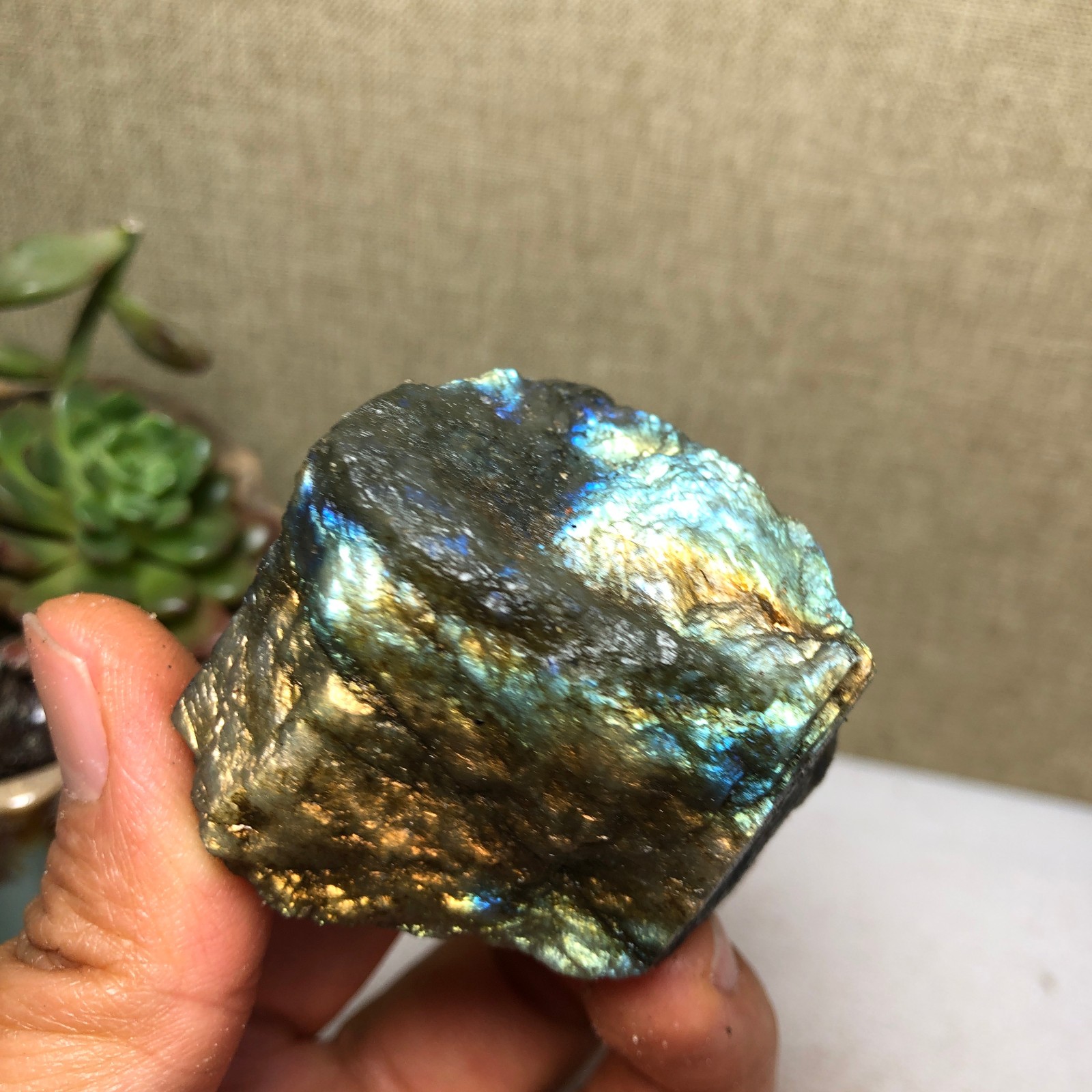 41mm Natural Labradorite Crystal gemstone rough original Specimen 90g A4218