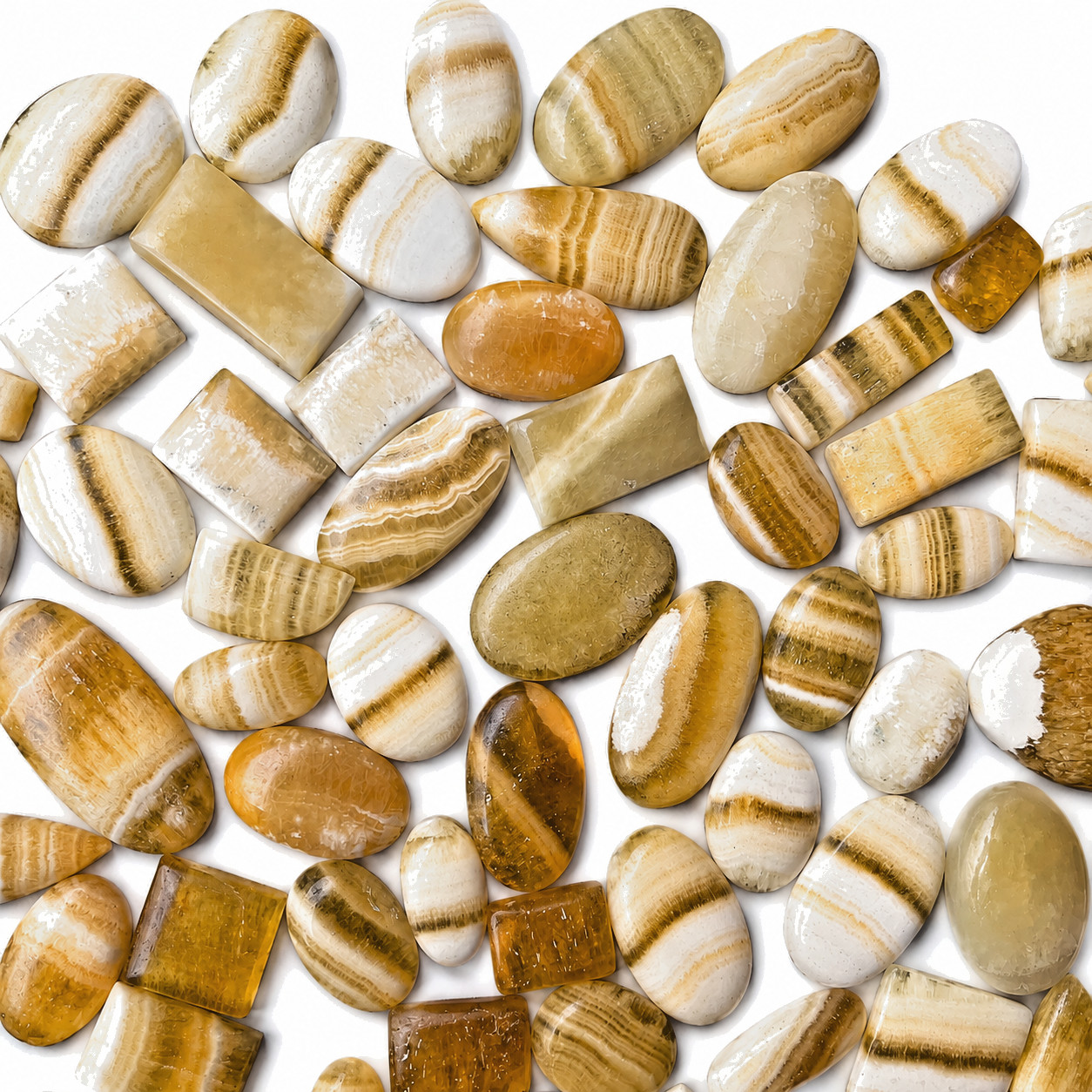 Natural Honey Calcite Assorted Shape Cabochons Mixed Size Loose Gemstone Lot