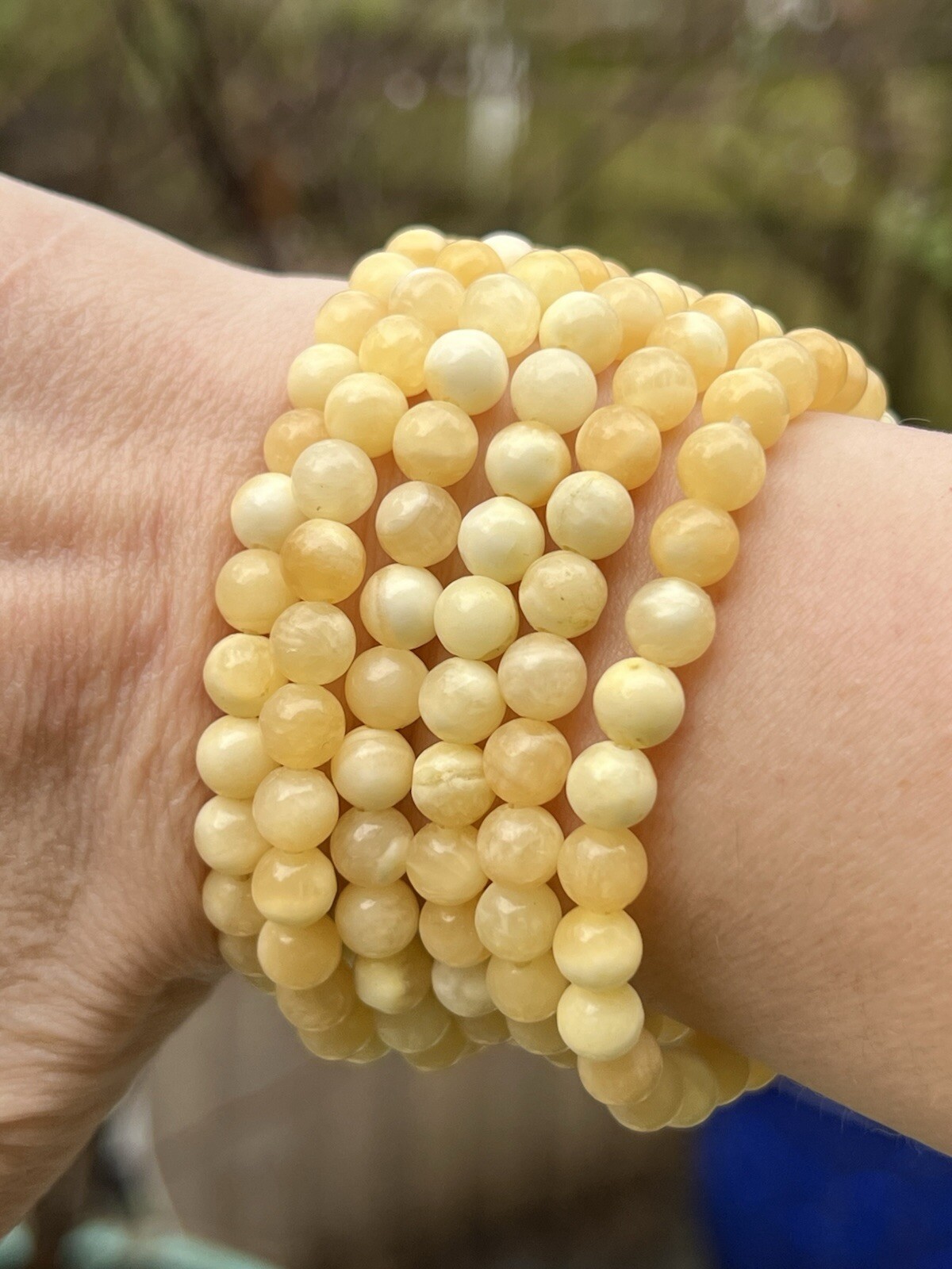 Orange Calcite Beaded Bracelet 6mm