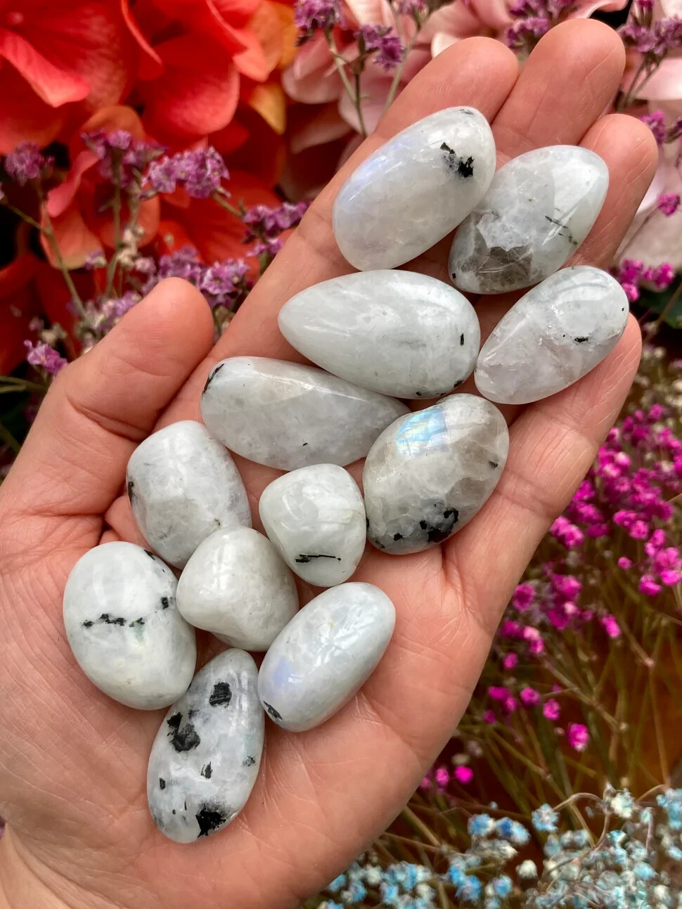 Rainbow Moonstone Tumbled Stone Mineral Specimen Crystal Healing Reiki Gifts
