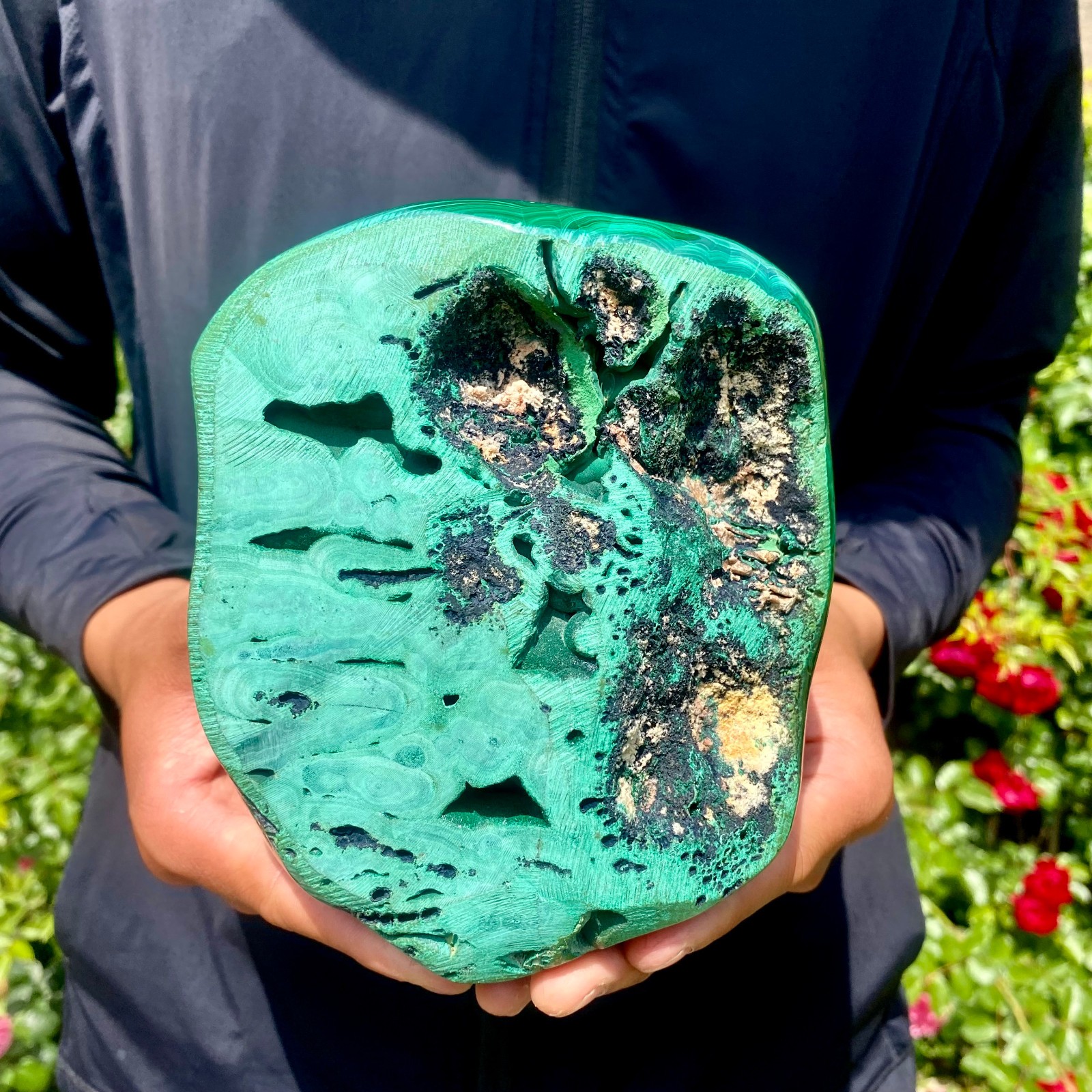 4.1LB Natural glossy Malachite egg transparent cluster rough mineral sample